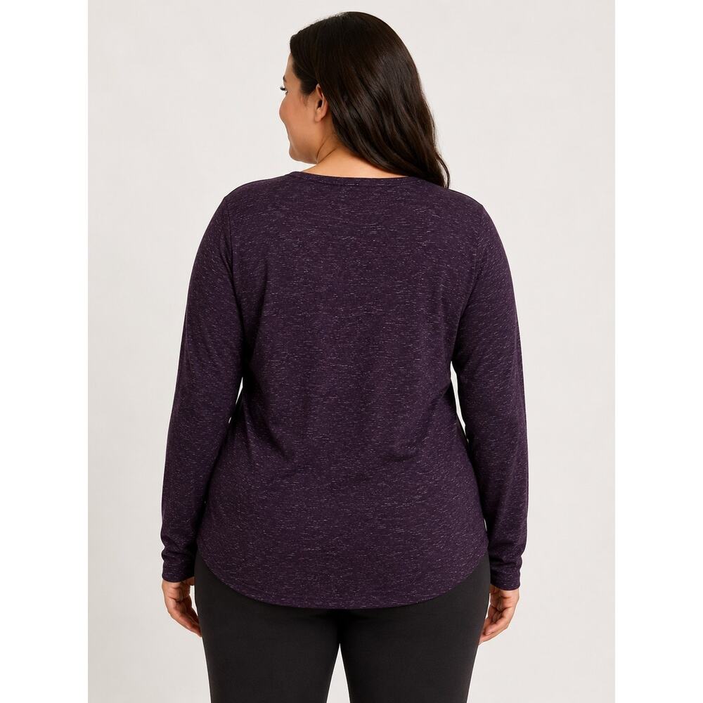 NWT A New Day Women's XXL Purple Heather V-Neck Long Sleeve Tee - Picture 2 of 8